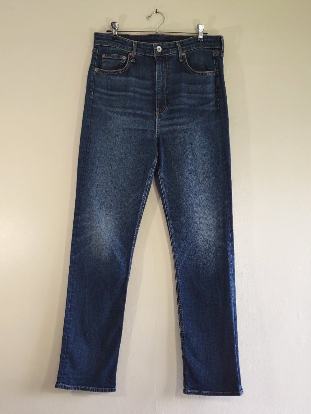 Rag & Bone Nina High Rise Jeans Cigarette Straight Leg Zip Fly Carla Wash  Sz 32